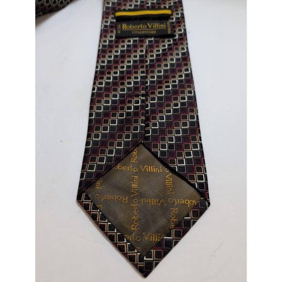 Roberto Villini Couture Mens Necktie Handmade 100% Silk 57.5" X 4" - Picture 4 of 6